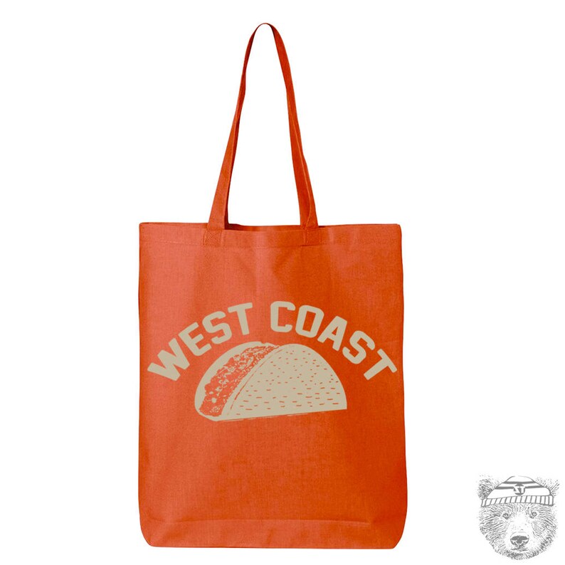 Hand Screen printed West Coast TACO Eco-Friendly Market Tote Bag Ships FREE!
