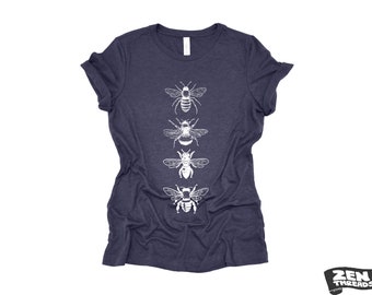 Womens Bees T-Shirt: Relaxed Fit Crew Neck, Beekeeper Gift Bella Canvas