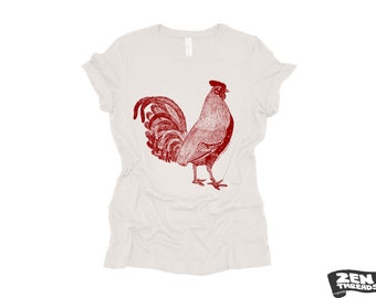 Womens ROOSTER Relaxed Fit T Shirt farm bird hen country tee (+ Colors Available) custom ladies boyfriend crew shirt farmer