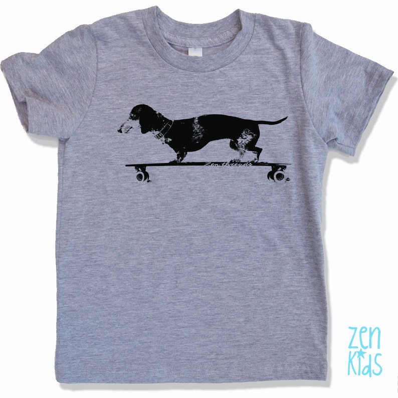 Kids Tee Longboard DACHSHUND Premium vintage soft Tee T-Shirt | Etsy