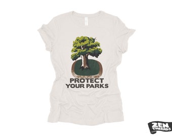 PROTECT YOUR PARKS relaxed jersey Womens Boyfriend Tee national park tree t-shirt Zen Threads + Bella Canvas 6400 custom color