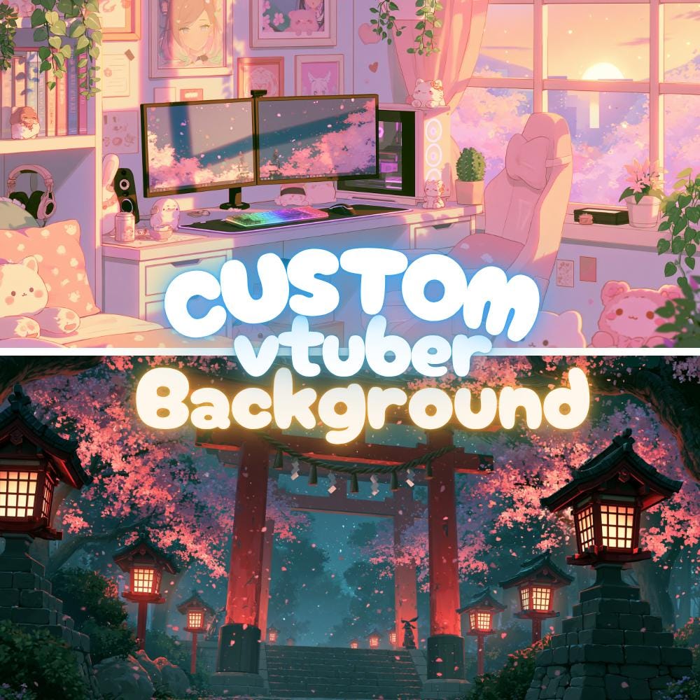 Custom Vtuber Room Background | Anime Stream Overlay (PNG) Anime Room ...