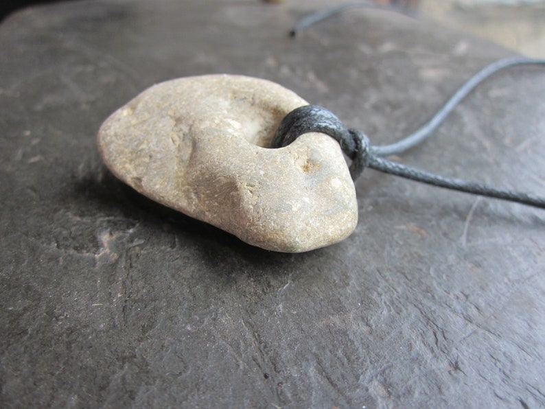 English Hag Stone Necklace for Luck and Protection. image 2