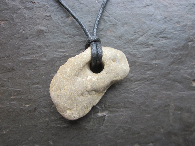 English Hag Stone Necklace for Luck and Protection. image 1