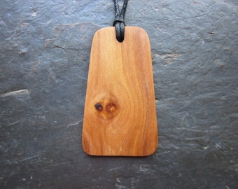 Natural Wood Pendant - Apple/Quert - Unique "Secret Sigil" Ogham Design.