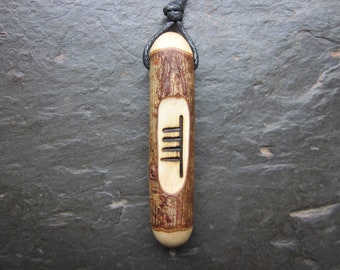 Natural Wood Ogham Wand Pendant - Hazel/Coll - for Good Luck and Inspiration.