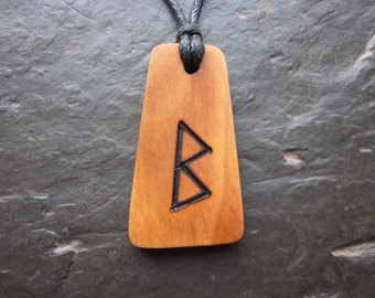 Natural Wood Rune Pendant - Birch/Berkano - for New Beginnings.