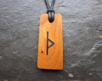 Natural Wood Rune Pendant - Blackthorn/Thurisaz - for Protection.