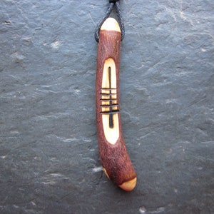 Natural Wood Mini Wand Ogham Pendant - Yew/Idho - for Ancient Wisdom.