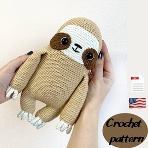 Sloth crochet pattern, sloth amigurumi, easy crochet toy pattern