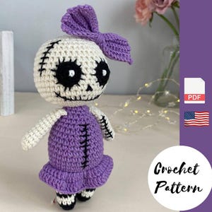 Halloween crochet pattern, crochet doll pattern, easy crochet doll pattern