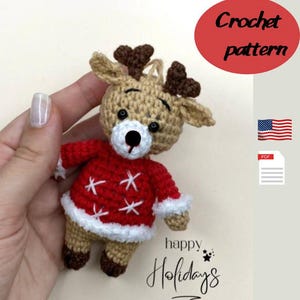 Christmas crochet pattern, reindeer crochet pattern, christmas ornament crochet
