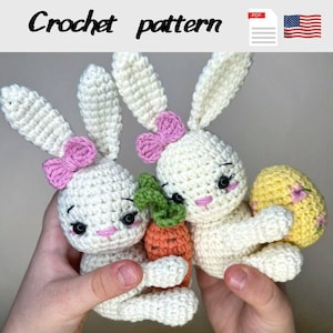 Bunny crochet pattern, Easter crochet , small crochet animal  pattern