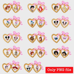 Bundle Valentine Disney Couple Png, Coquette bow Locket Valentine Png, Valentine Heart Locket Png, Xoxo Png, Minnie Mickey Lover Png