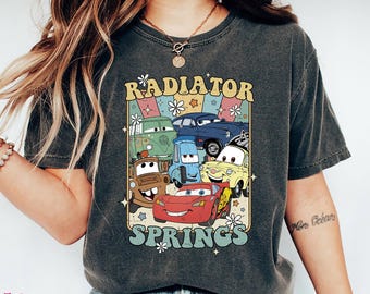 Comfort Color Retro Radiator Springs Cars Shirt, Cars Movie Disney tee, Disney Family Trip Shirt, Lightning McQueen Shirt, WDW Vacation tee
