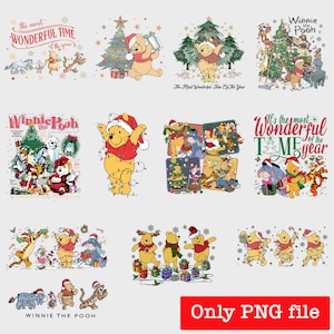 Honey bear Christmas png bundle, The Most Wonderful Time Of The Year Png, Merry christmas, Christmas Cartoon, Yellow honey bear Christmas