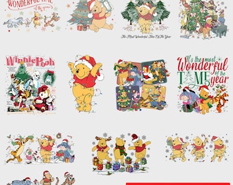 Honey bear Christmas png bundle, The Most Wonderful Time Of The Year Png, Merry christmas, Christmas Cartoon, Yellow honey bear Christmas