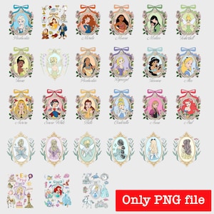 Coquette Mirror Princess Png Bundle, Coquette Cartoon Png, Mirror Princess Coquette Bow Png, Family Trip Png, Vacation Trip, Disney Princess