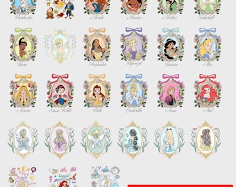 Coquette Mirror Princess Png Bundle, Coquette Cartoon Png, Mirror Princess Coquette Bow Png, Family Trip Png, Vacation Trip, Disney Princess