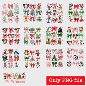 Coquette de Noël souris et amis, noeud papillon, Mickey, très joyeux Noël 2024 png, Coquette noeuds de Noël Walt Disney World, png