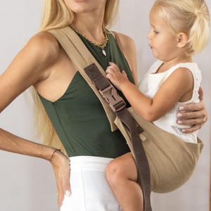Latte - Baby Sling Carrier, High Quality, Comfortable, Hip Position, Adjustable, Handmade. Toddler Carrier, Hip Carrier, Cotton