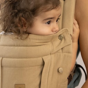 Portabebés ergonómico COMFORT FIT recién nacido asiento regulable 3,5-15 kg LATTE beige hecho a mano alta calidad