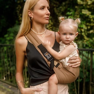 Caramel - Baby Carrier, High Quality, Comfortable, Ergonomic, Adjustable, Handmade. Toddler Carrier. Hip Carrier, Single Shoulder Carrier