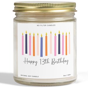 13th Birthday Gift For Her Scented Soy Container Candle Sweet Cute Gifts For Friend Sister Daughter Niece Student Teammate