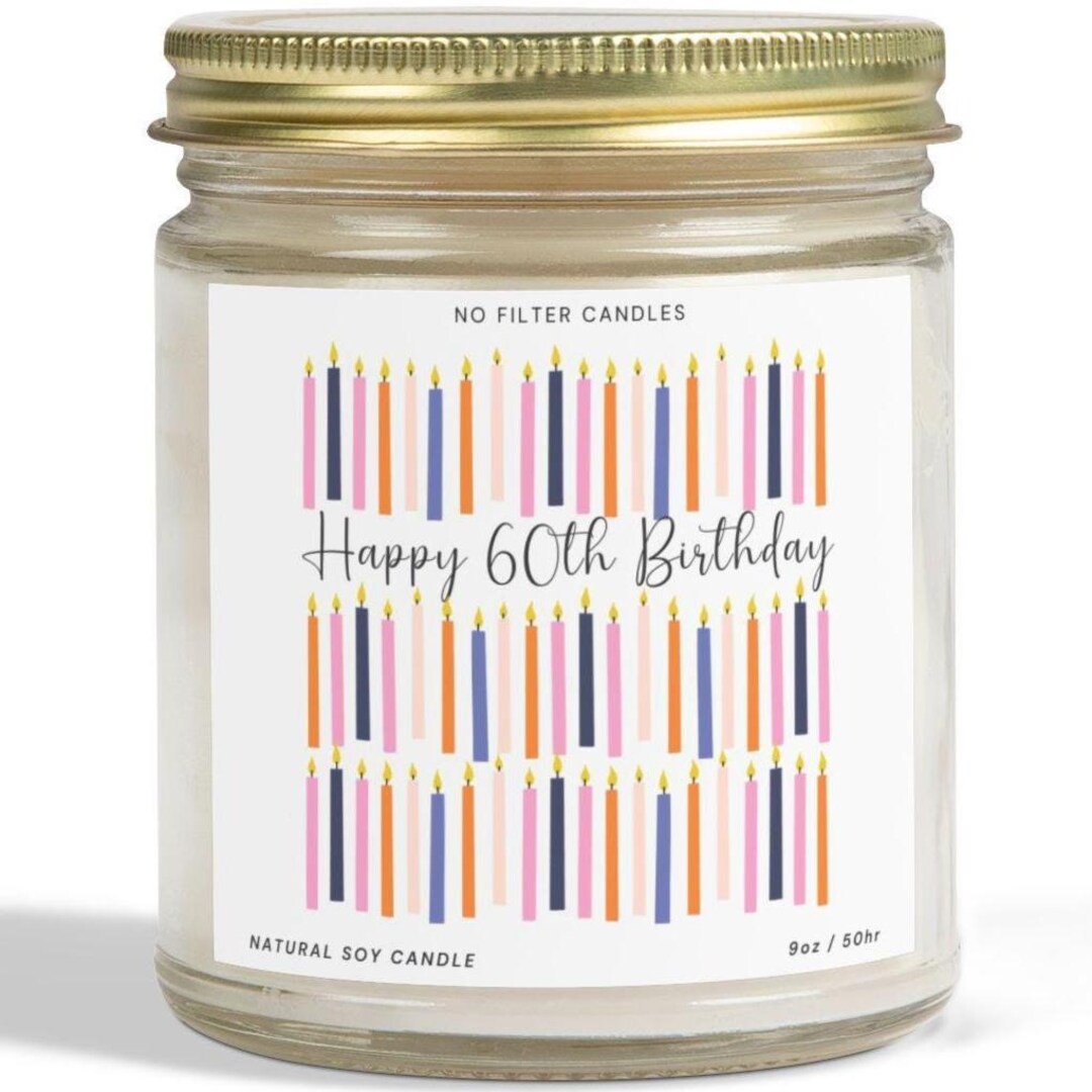 60th Birthday Gift for Her Soy Container Candle Pick Your Scent Custom ...
