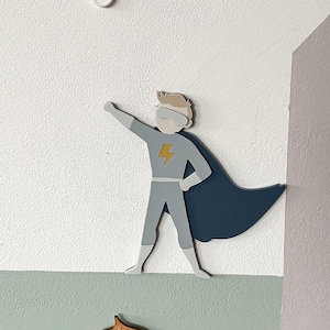 Superhelden-Wanddekor, Superhelden-Schlafzimmerdekor, Superhelden-Wandkunst, Superhelden-handgemachtes Dekor, Kinderzimmer-Dekoration, Regaldekoration