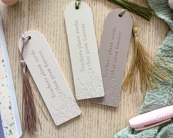 Personalized Teacher Bookmark: Floral Acrylic Gift with Tassel