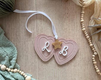 Handgemachte Herz Medaillon Bauble: Acryl Dekor Geschenk, Christbaumkugel, Weihnachtsdekoration, Baumschmuck, Personalisierte Initialen