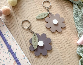 Flower Keyring, Teachers Gifts, Thank you Gift, Last Day of School, Keyring Gift, Keyring, Gifts for Teacher, Personalised Teacher Gift