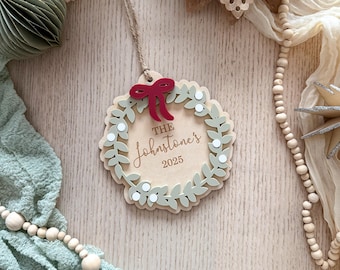 Personalisierte Familien Kugel: Handgefertigte Holz und Acryl Ornament