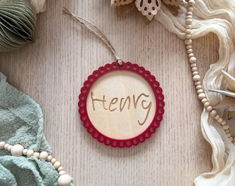 Personalisierte Kugel 'Handgeschriebene': Handgefertigtes Holz- und Acrylornament