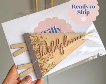 Handmade Wooden Pennant Flag: Kids Nursery Wall Decor
