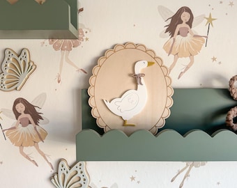 Handgefertigte Gans Wanddeko: Gravierte Holz Kinderzimmer Dekor