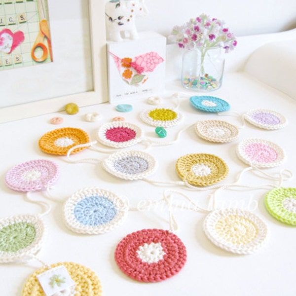 Polly : polka dot crochet garland, polka dot nursery decor in summer pastel colors & neon brights - ready to ship