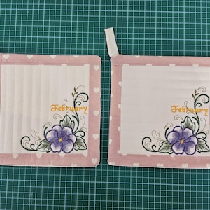 Self-Made Quilted February Violet Pot Holders