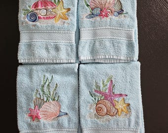 Sea Shell Splendor 1 Hand Towels - Machine Embroidered