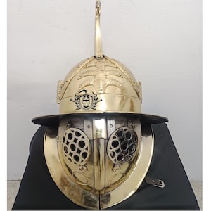 Brass Finished Gladiator Thraex Helmet: Mild Steel Cosplay Armor
