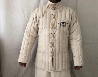Medieval Padded Cotton Gambeson: Viking Armor Protective Jacket