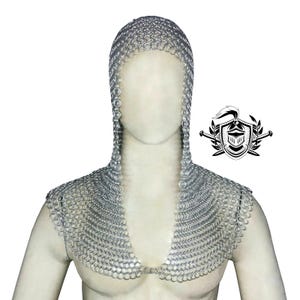 Aluminum Butted Chainmail Coif: Anodized Silver, 10mm Rings