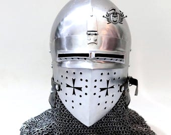 Medieval Klapvisor Helmet for SCA Combat | Made by Mild Steel | Klapvisor Helmet For Larp and Reenactment |