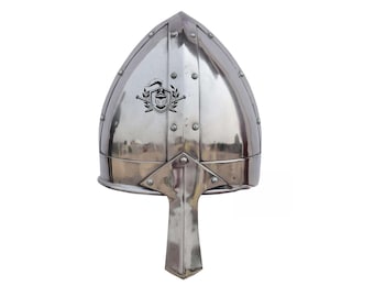 Casco nasal vikingo de acero dulce: armadura para recreación LARP