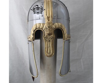 Casco vikingo Coppergate: acero dulce y latón de calibre 18, recreación de LARP