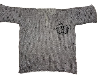 Middeleeuws maliënkolder shirt: 9 mm platte ring geklonken Haubergeon re-enactmentpantser op halve mouw