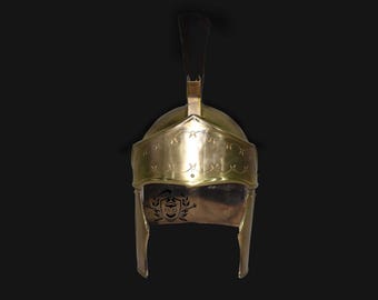 Brass Finish Roman Attic Helmet: 18 Gauge Steel for LARP