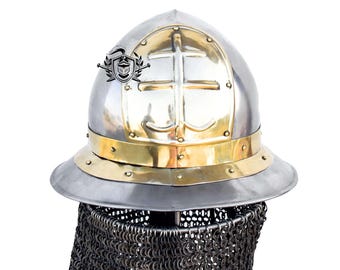 Medieval Byzantine Kettle Hat Helmet: Mild Steel Reenactment Armor
