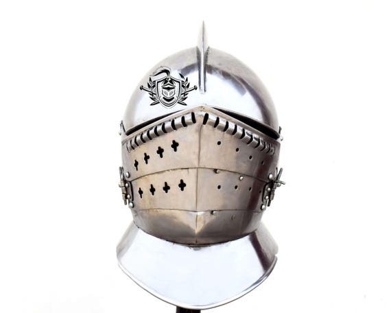 Medieval Burgonet Helmet: Mild Steel Reenactment Armor